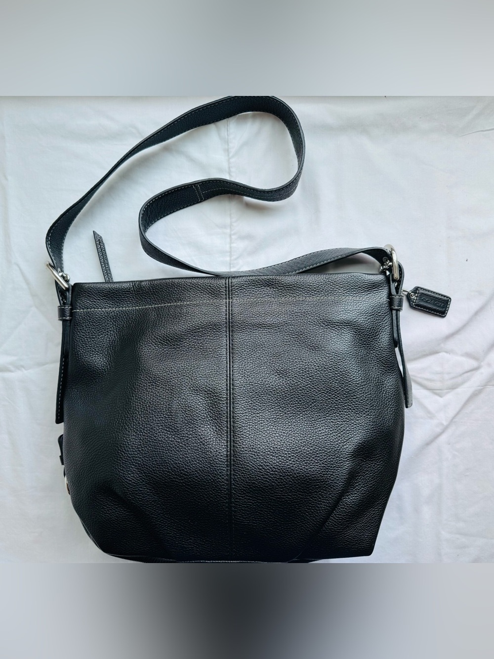 Coach Classic Black Leather Crossbody Bag - Sleek Everyday Carry